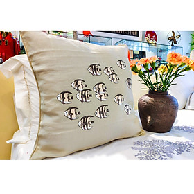 Mua Vỏ gối tựa lưng thêu tay 45x45cm đàn cá TMD104031