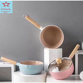 Chảo / Nồi / Quánh Sâu Lòng 18cm Phủ Ceramic Chiên, Xào, Nấu Chống Dính Vân Tổ Ong, Dùng Cho Mọi Loại Bếp