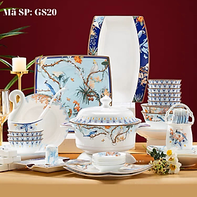 Mua Bộ bát đĩa sứ xương cao cấp  Bộ bát ăn cơm 62 chi tiết Hoa Mộng Mùa Xuân  Hàng Nhập khẩu  An toàn tuyệt đối cho sức khỏe