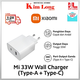 Adapter cốc củ sạc Xiaomi Mi 33W  Type-A+Type-C  EU Wall Charger BHR4996GL