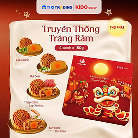 [HSD: 08.10.2026] - [Hộp 4 bánh 150gr] Bánh Trung Thu KIDO Truyền Thống Trăng Rằm
