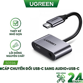 Hình ảnh Cáp chuyển đổi USB type-C sang 3.5mm hỗ trợ cổng sạc USB-C Ugreen 50596 - Hàng chính hãng