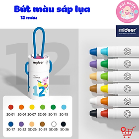 Bút màu sáp lụa hữu cơ mềm mượt dễ tô bản mới mau khô cho bé - mideer silky quick-dry crayon 8 -12 - 24 và 36 màu