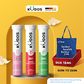 Combo Thực phẩm bảo vệ sức khỏe KUDOS KIDS + Viên Sủi KUDOS BONE + Viên Sủi KUDOS DAILY (20 viên/tuýp)