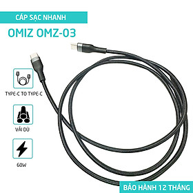 Mua Cáp sạc nhanh 60W 2 đầu Type-C to Type-C Omiz OMZ-03 - Hàng chính hãng