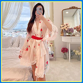 Váy ngủ áo choàng kimono cao cấp sexy P73 - Đầm ngủ kimono gợi cảm - Đồ ngủ nữ sexy