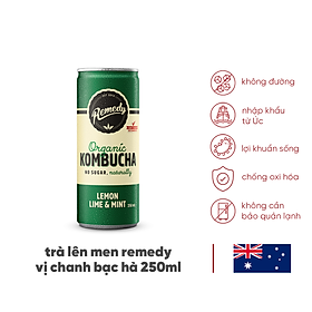 Trà Kombucha có ga hương vị chanh&bạc hà Organic Kombucha Lemon Lime&Mint