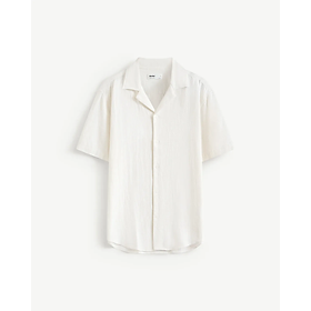 Áo sơ mi tay ngắn nam màu trắng cổ cuban Form Regular - ROUTINE 10F25SHS002
