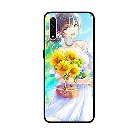 Ốp Lưng in cho Oppo A31 Mẫu Nàng Váy Trắng Hướng Dương - Hàng Chính Hãng