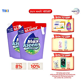 Combo 2 túi nước giặt xả Maxkleen hương Vườn Sớm Mai 3.8kg/túi