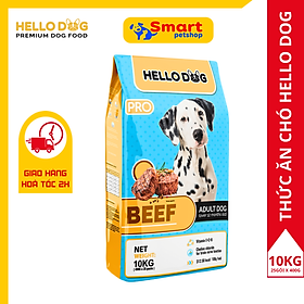 Thức Ăn Hạt Cho Chó Vị Bò Nướng - Hello Dog Beef 10KG (400G x 25Gói)