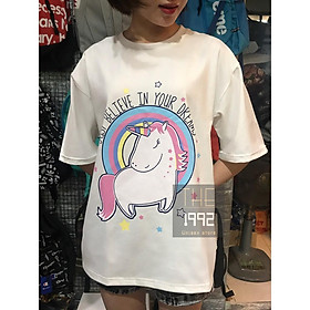 Áo thun áo phông tay lỡ Unisex nam nữ UNICORN 3 màu full size M L XL THE 1992