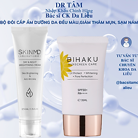 ộ đôi chống nắng mờ nám BIHAKU SUNSCREEN CARE SPF50+ PA++++ 35g và SKINMD