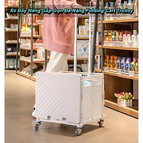 Mua Xe Đẩy Hàng Gấp Gọn Đa Năng Folding Cart Trolley Cỡ Lớn 75L Có Nắp   4 Bánh Xe Di Chuyển - Home and Garden