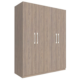 Tủ quần áo gỗ MDF Tundo 4 cánh 2 ngăn treo màu xám 180 x 55 x 220cm