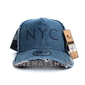 Nón lưỡi trai logo NYC vải jean rách rất đẹp fom Trucker sau là lưới 