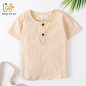 Áo sơ mi bé trai Hàn Quốc bổ nẹp chất liệu vải thô từ 1 đến 6 tuổi L'Casta