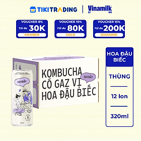 Thùng 12 lon Kombucha Có Gaz Vị Hoa Đậu Biếc 320ml