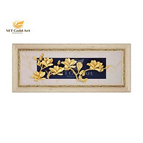 Tranh Hoa mộc lan dát vàng (18x40cm) MT Gold Art- Hàng chính hãng, trang trí nhà cửa, phòng làm việc, quà tặng sếp, đối tác, khách hàng, tân gia, khai trương