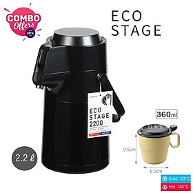 Mua Combo phích giữ nhiệt Pearl Metal Air Pot + cốc uống nước có nắp Inomata 360ml - nội địa Nhật Bản