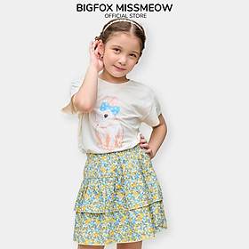 Đồ bộ bé gái Bigfox Miss Meow size đại mặc hè áo ngắn tay phối chân váy kiểu Hàn Quốc vải cotton cỡ 3-11 tuổi 25kg 30kg - 112cm, 17 - 19kg (5) - 23H BỘ BG CV BE THỎ NƠ