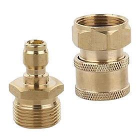 2pcs Brass Pressure Washer Garden Hose Nozzle Connect Quick Coupler M22 Male &