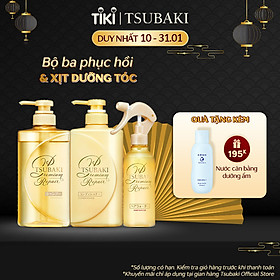 Bộ Ba Chăm Sóc Tóc Phục Hồi Ngăn Rụng Tóc Tsubaki Gội Xả (490ml/chai) + Xịt Dưỡng Tóc 220ml-95243