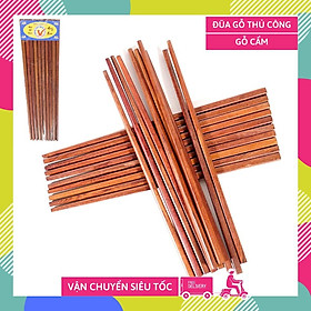 Mua Bộ 10 đôi đũa gỗ cẩm trơn cao cấp  đũa gỗ ăn cơm tự nhiên chắc cực bền sạch sẽ an toàn - Bộ 10 đôi