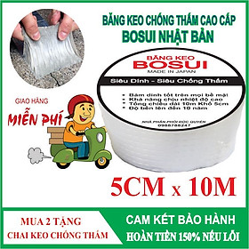 Keo dán chống thấm cao cấp Bosui Nhật Bản siêu dính trên mọi chất liệu, lớp keo siêu dày khổ 5cm x 10m