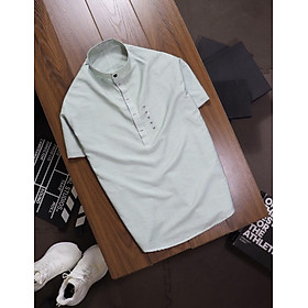 Áo Sơ Mi Nam Cổ Tàu Tay Ngắn - Rêu nhạt - XXL