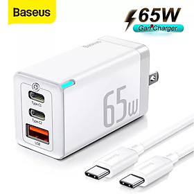 Mua Bộ Sạc Nhanh kèm Cáp C to C Baseus GaN5 Pro Quick Charger 65W (Combo Củ kèm Cáp sạc 100W  Type Cx2 + USB   PD3.0/ PPS/ QC4.0/ SCP/ FCP Multi Quick Charge Protocol) Hàng chính hãng