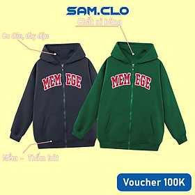 Áo khoác Hoodie Zip nam nữ SAM CLO có khóa kéo chất tay dài thu đông form rộng ZIP MEMEG