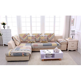 Thảm sofa - 4 nơ caro đỏ - TSF090