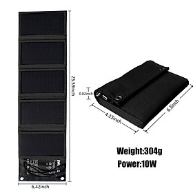 Bảng điều khiển năng lượng mặt trời 5V 2USB Di động có thể gập lại Chống nước cho ngân hàng điện thoại Bộ sạc pin 10W Cắm trại ngoài trời du lịch Câu cá