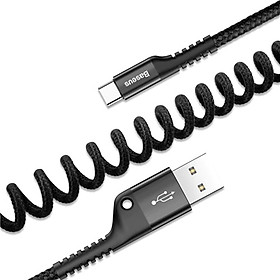Mua Dây cáp sạc lò xo Type-C Baseus Spring 1m sạc nhanh (Đen) - Hàng chính hãng