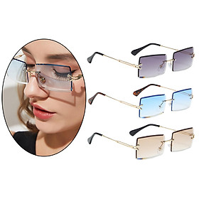 3Pcs Fashion Women's Rimless Sunglasses Retro Classic Tinted Lens Glasses