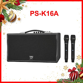 Loa karaoke di động PS-K16A công suất 200W bass 16cm ( 1.6 tấc ) kèm hai micro không dây sóng UHF-HÀNG CHÍNH HÃNG ( BH 12 THÁNG )