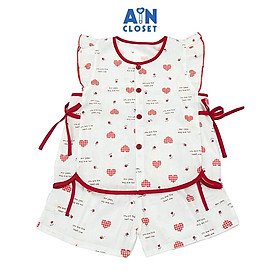 Bộ quần áo Ngắn bé gái họa tiết Tim Hoa Đỏ cotton - AICDBG57IUZ5 - AIN Closet