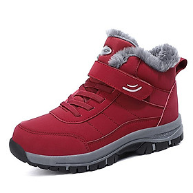 Giày tennis nữ ấm áp mùa đông nam giày tuyết Boots Bounty cotton Shoes Elder Outdoor Walking Sneakers Giày thể thao bình thường Color: Red Boots Shoe Size: 6