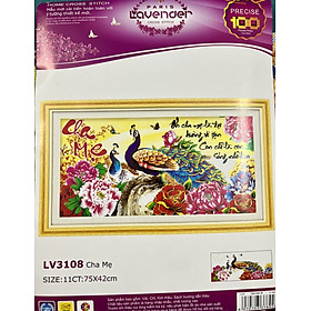 Mua Tranh thêu chữ thập Cha mẹ lv3108  kích thước 75 x 42 cm