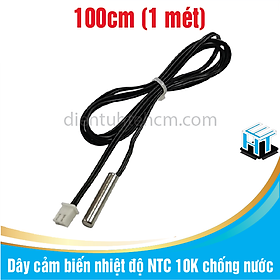 Dây cảm biến nhiệt độ NTC 10K chống nước dài 1 mét - loại 3435 - 5x25mm