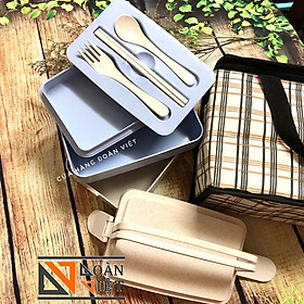 Mua  Kèm Quà Tặng  Hộp cơm NHỰA LÚA MẠCH dày an toàn cho sức khỏe  kèm Quà Tặng túi giữ nhiệt. Dụng cụ hộp đựng cơm Cà men dành cho nhân viên văn phòng  sinh viên học sinh - Sp Đa năng gồm: 3 khay đựng thực phẩm  Thìa đũa muỗng  kèm Quà Tặng túi giữ nhiệt