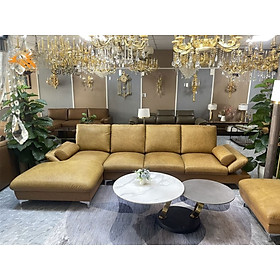 Mua Combo ghế sofa băng da bò Italy Juno sofa màu vàng SFBCT02 hàng cao cấp chuẩn da bò nhập khẩu Ý