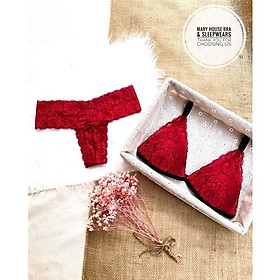 Set Bralette Ren Mút Ngực Quần T Đỏ