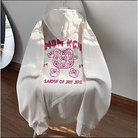Áo Hoodies Nam Nữ Form Rộng Có Nón In Hình Gấu Dâu Siêu Dễ Thương