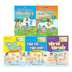 Sách Combo 5 cuốn: Tập tô tập viết và làm quen với toán (Hành trang vào lớp 1) - Lam