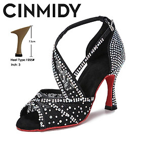 Giày khiêu vũ Latin duy nhất của Cinmidy Red dành cho phụ nữ giày khiêu vũ Tango Ballroom Color: Skin 8.5cm heel Shoe Size: 3.5