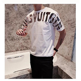 Áo thun stee form rộng tay lửng nam nữ in Chữ Halogarm Lovis VUton hàng độc aothununisex aophongnam
