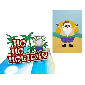 X32 -  THIỆP NOEL 3D SANTA ĐI BIỂN – HO HO HOLIDAY – MẪU CỰC VUI NHỘN 