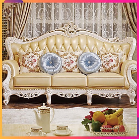 Sofa tân cổ điển hoàng gia gỗ thịt bọc da bò nguyên miếng – xứng tầm đẳng cấp cho nhà Lâu Đài, Siêu Biệt Thự